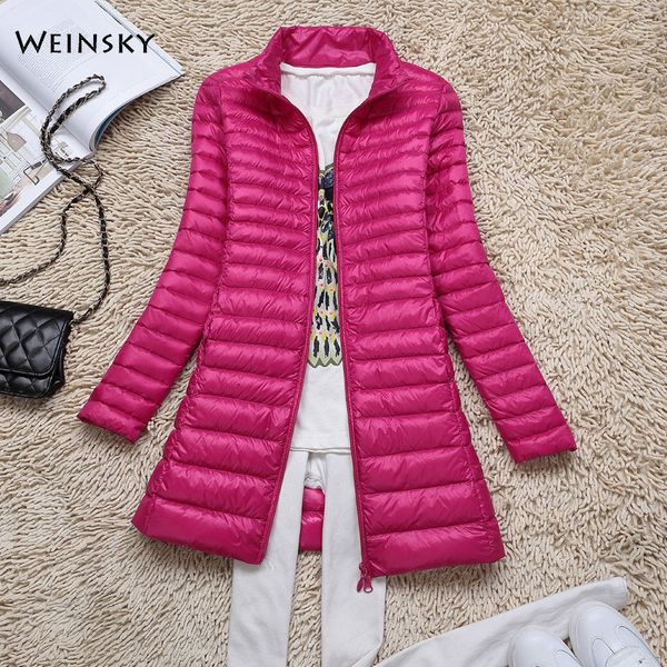 

winter women ultralight thin jacket white duck down jackets long sleeve warm coat parka female portable outwear
