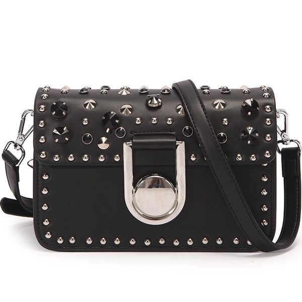 

new women's bag fashionable shoulder bag rivet small square handbag