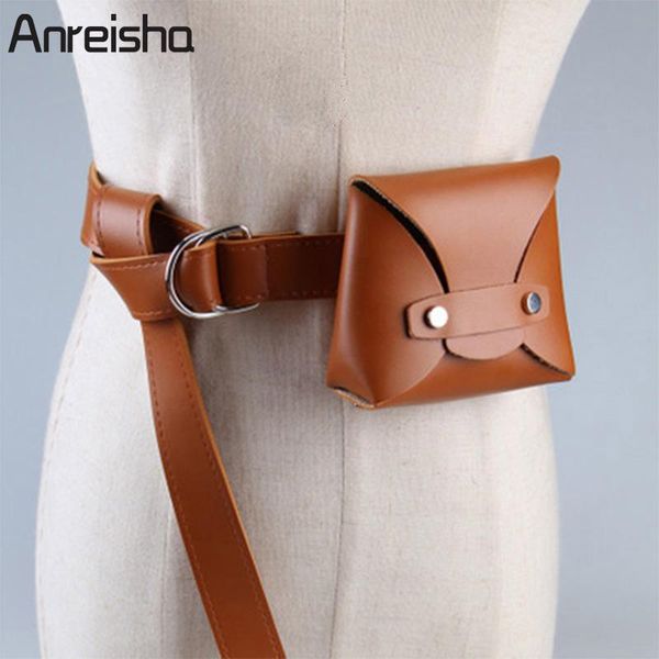 

anreisha designer waist bag women pu leather belt bag women female european style wallet holder waist pack zm69