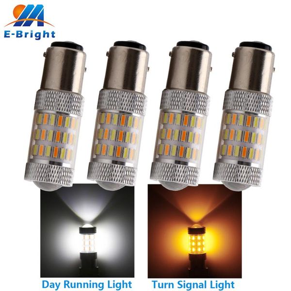 

10pcs 12v s25 1157 bay15d 4014 60 smd dual colors bulb car turn signal warming light led lamp bulbs for all cars universal flood
