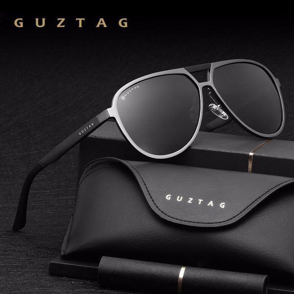 

guztag classic brand aluminum sunglasses polarized uv400 mirror male sun glasses women for men g9820, White;black