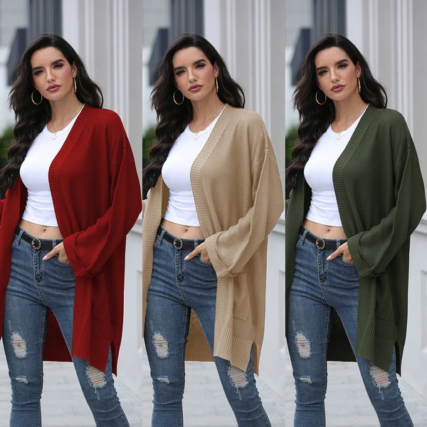 

cardigan women winter clothes 2020 new sweater women's winter sweater long solid color knitted cardigan dropshipping sj3242, White;black