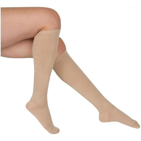 

sports socks 1 pair compression pressure class level 2 anti-varicose high elastic shape legs knee high1, Black