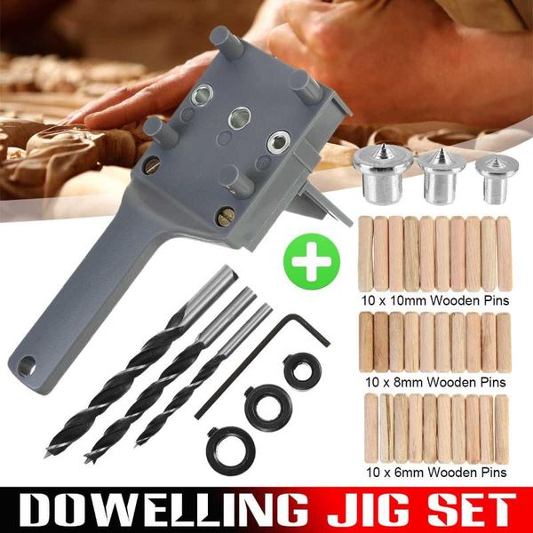 

woodworking doweling jig abs plastic handheld pocket hole jig system 6/8/10mm drill bit hole puncher for carpentry dowel joints
