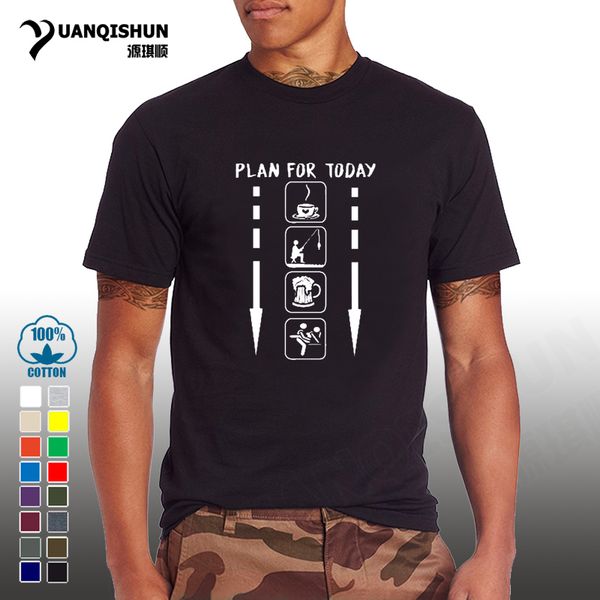 

sport plan for today t-shirt coffee fishing beer funny men's print tshirt crew neck summer 16 colors cotton short sleeves tee