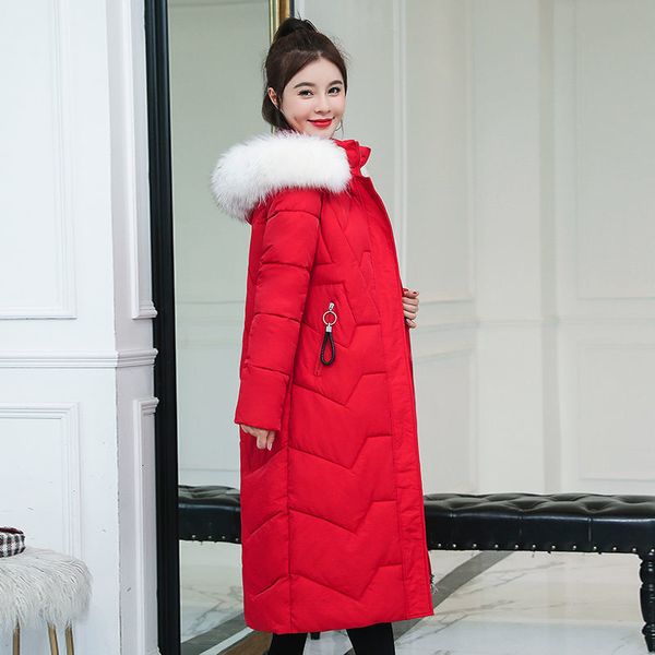 

new tyjtjy winter woman 2021 clothes long fashion big women's leather collar korean parkas thickened female jacket uazs, Black