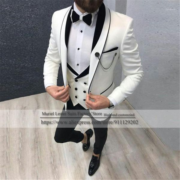 

latest coat pant designs white men's suits for wedding groom blazer tuxedo slim fit business male groomsman terno masculino 20211, White;black