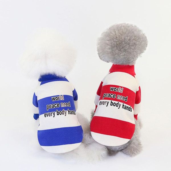 

dog apparel autumn winter pet cool sweater clothes puppy cat blue red striped sports jacket coat costumes for small large dogs cats