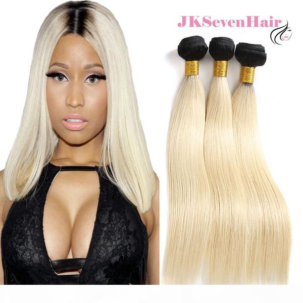 

1b-blonde straight european russian human hair extensions 3pcs 1b-613 brazilian peruvian indian ombre hair bundles with high quality, Black
