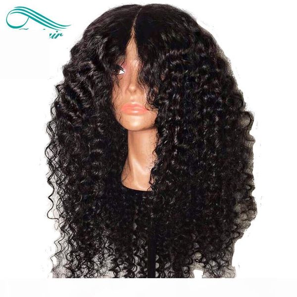 

bythair brazilian kinky curly human hair wigs brazilian curly lace front wigs glueless full lace wigs bleached knots, Black;brown
