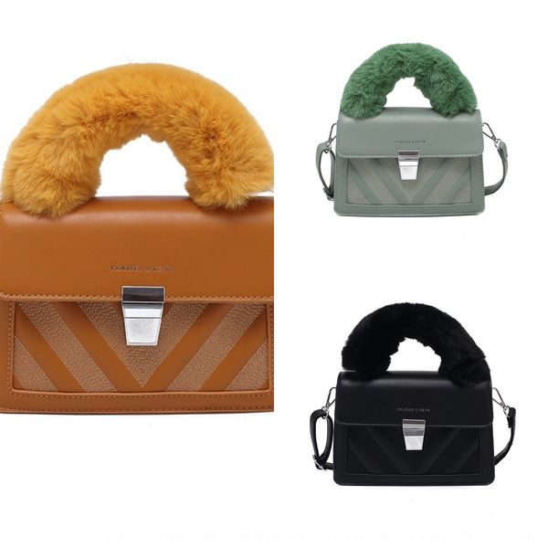 

2020 autumn new small square plush portable small square women's bag single shoulder messenger bag solid color versatile exoyb