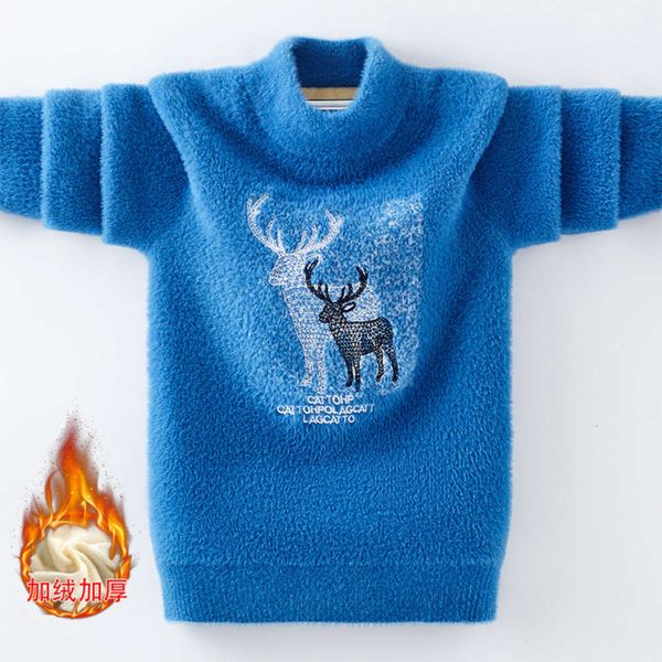 

new plush and boys' children's sweater 2020 thickened pullover q5v2, Blue
