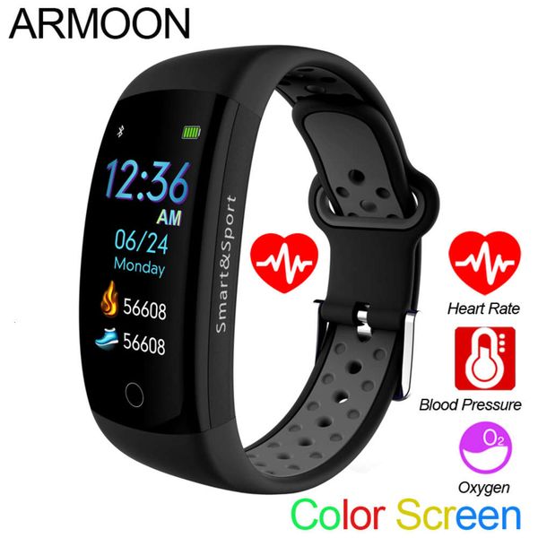 

q6s intelligent wristband for men women, waterproof sports watch, heart rate and blood prsure control, color screen