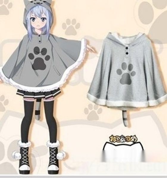 

wc4m0 2020 spring cloak autumn new cat backyard two-dimensional girl cloak coat clothes and clothes soft anime cat teacher sweater coat u4hf, Black
