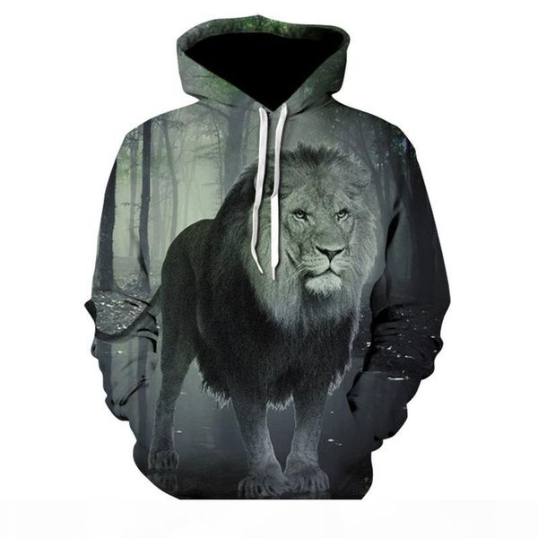 

men hoodies hip hop sweatshirt funny 3d tiger lion fashion brand plus hoodie men tracksuit pullover, Black