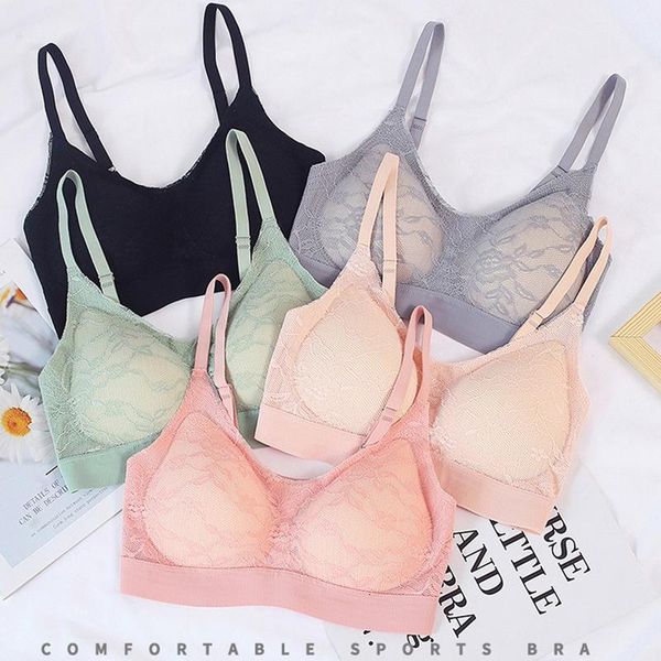 

sports bra for women fitness gathered bralette female yoga running bra wireless underwear push up lace lingerie, White;black