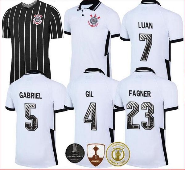 

corinthians soccer jerseys 2020 2021 corinthian camisetas home away gil ronaldo luan fagner pedrinho 20 21 neto men kids kit football shirt, Black;yellow