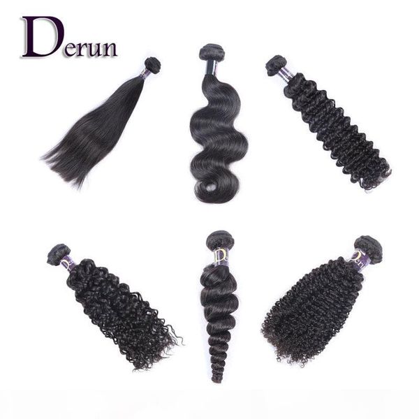 

1pc lot unprocessed human hair brazilian peruvian indian malaysian hair wefts straight body wave deep wave kinky curly deep curly loose wave, Black