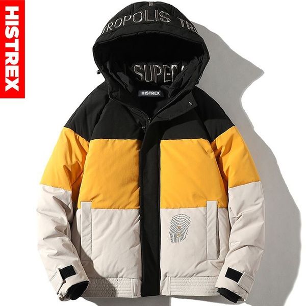 

men down jacket 90% duck down thick warm winter hooded thicken parka coat casual overcoat pockets jackets mens 201104, Black