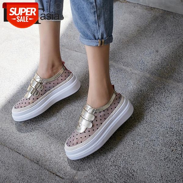 

doratasia cow leather ladies summer flats brand casual office vulcanize women round toe polk dot hook loop shoes woman #9u9w