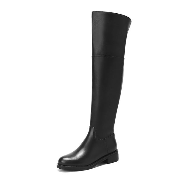 

female over the knee high boots ladies winter genuine leather winter shoes woman office lady working tight high boots, Black