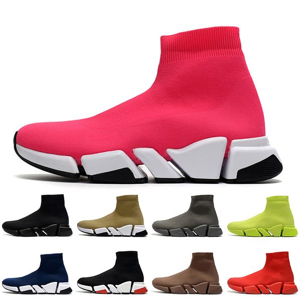 

2021 new hollow bottoms women luxurys designers sock shoes platform casual shoes tripler loafers vintage sock trainers mens womens boots, Black