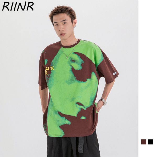 

sport riinr 2020 spring and summer new original men's clothing american full face print loose men's short sleeve t-shirt
