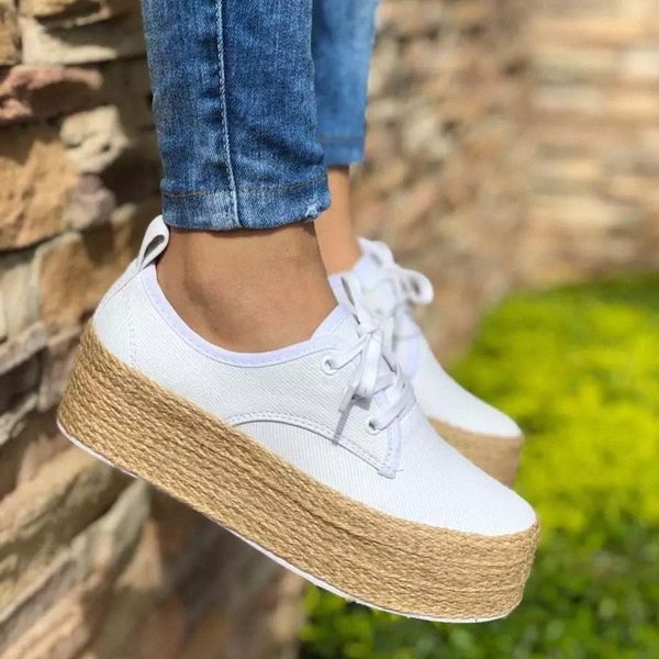 

fashion women espadrille shoes canvas thick bottom flats shoes round toe casual flats internal increase women sandals #qh5n