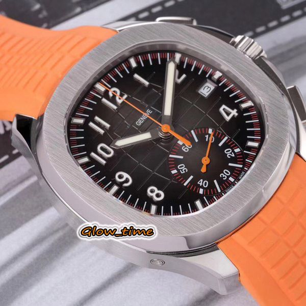 

new omf version 42.2mm orange texture dial ch 28-520 chronograph automatic mens watch silver steel case rubber strap 5968a-001 luxry watches, Slivery;brown