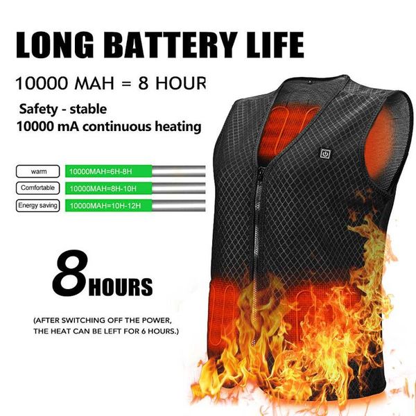 

5 places winter heated men women usb jacket jacket vest vest thermal heating clothing hunting heating heated black m-4xl wkifx