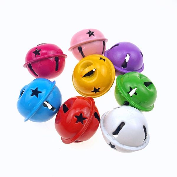 

20pcs 24mm metal star paint round bells christmas party candy color pet little bells diy key chain handbag pendant accessories qylxmu