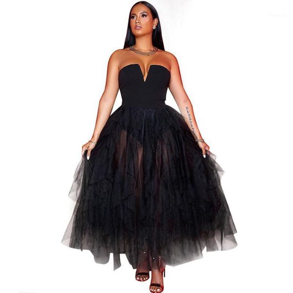 

mesh sheer formal evening party dress ball gown women off shoulder strapless sleeveless elegant maxi long dress vestidos1, Black;gray