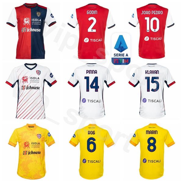 

20 21 cagliari calcio simeone soccer jersey joao pedro godin pellegrini nandez rog ceppitelli klavan pavoletti pinna football shirt kits, Black;yellow
