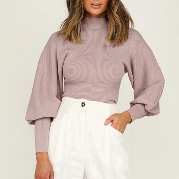 

women's sweaters women slim sweater pullovers autumn elegant fashion vintage lantern sleeve short pull femme clothes #bl3, White;black