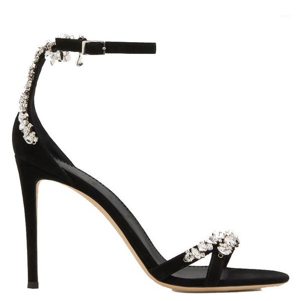

ins lady black high heel rhinestone sandal elegant woman crystal black buckle high heel party sandal dress1