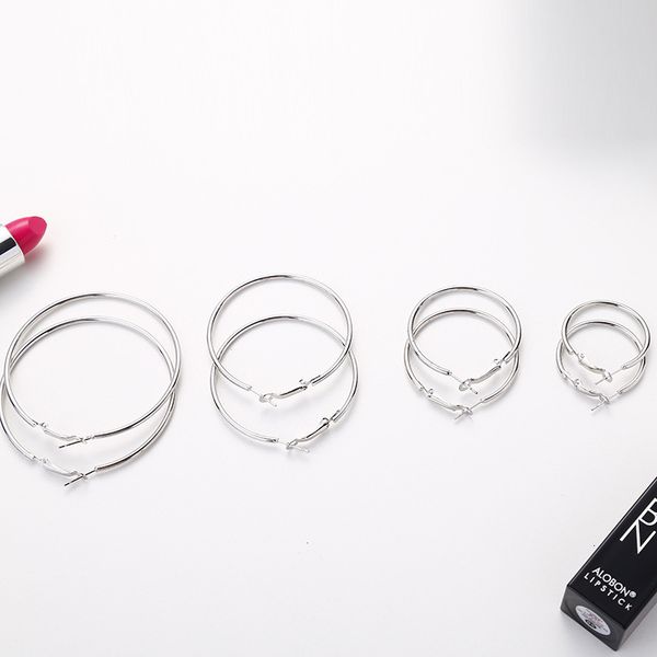 

korean exaggerated star's same simple big female circle earrings, Silver