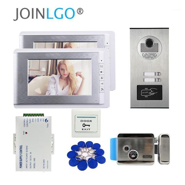 

video door phones wired 7 inch monitor phone doorbell intercom system rfid access camera for 4 / 3 2 family apartment electric lock1