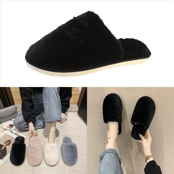 

wwmbh direct slipper pink women sell furry home floor slipper cute plush ball shoes cute plush hair fluffy shoes women fur slippers, Black
