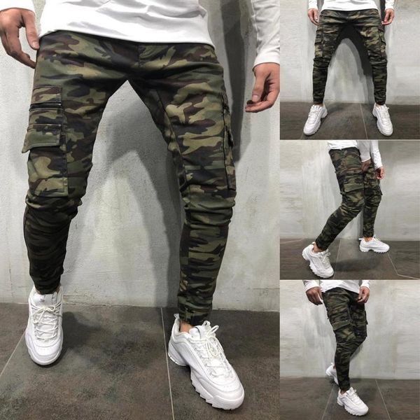 

europe and america gentleman for men's trousers fashion slim fit camouflage zipper bags skinny jeans1, Blue