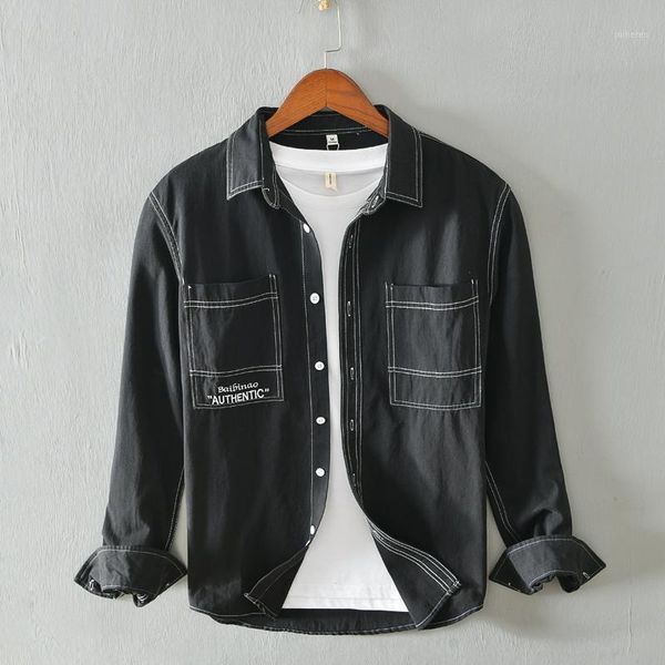 

2020 autumn shirt men turn-down collar long sleeve pure cotton slim fashion casual business male dress shirts y29911, White;black