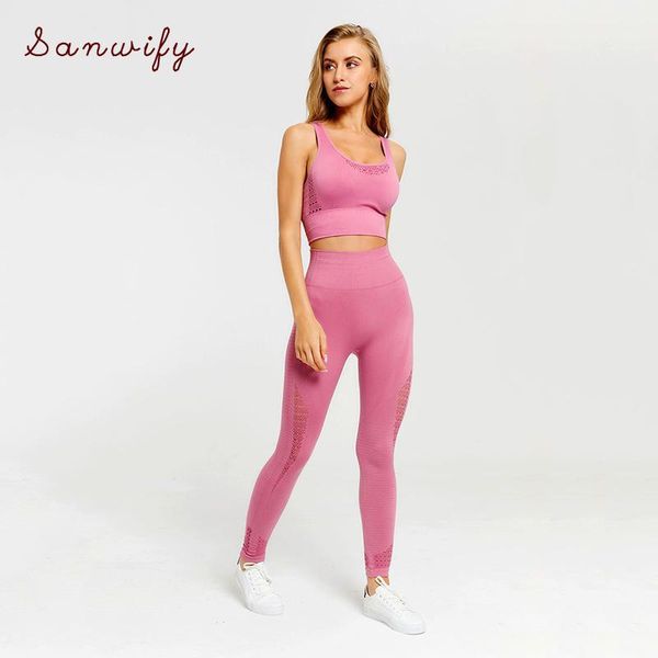 

2 piece yoga set sport outfit woman running workout clothes seamless fitness leggings+longline sports bra gym sports wear women1, White;red