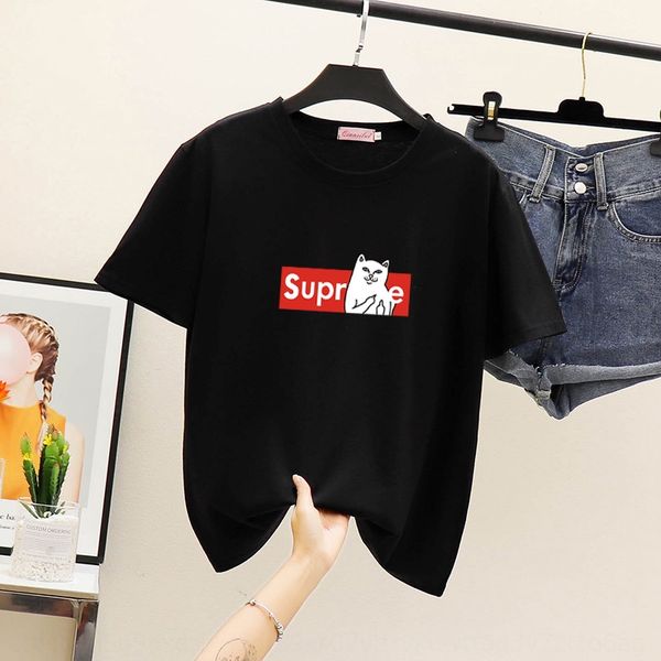 

2020 летом t-shirttop футболка корейский новый t-рубашка женская простой пригонки и топ чистые красные модули со свободной ученических тенде, White