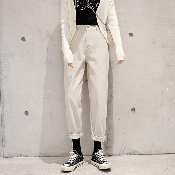 

women high street denim jeans casual high waist loose female denim pants 2020 spring ladies harem jeans trousers, Blue