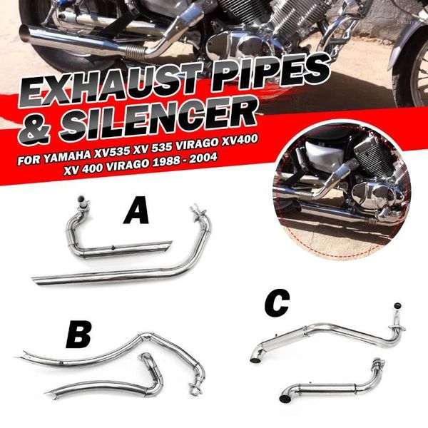 

motorcycle exhaust system muffler pipe full system+silencers for xv535 xv 535 virago xv400 400 1988-20041