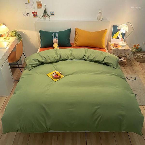 

pure color bedding sets green quilt cover pillowcase bed flat sheets modern duvet cover sets twin full single king bedclothes1
