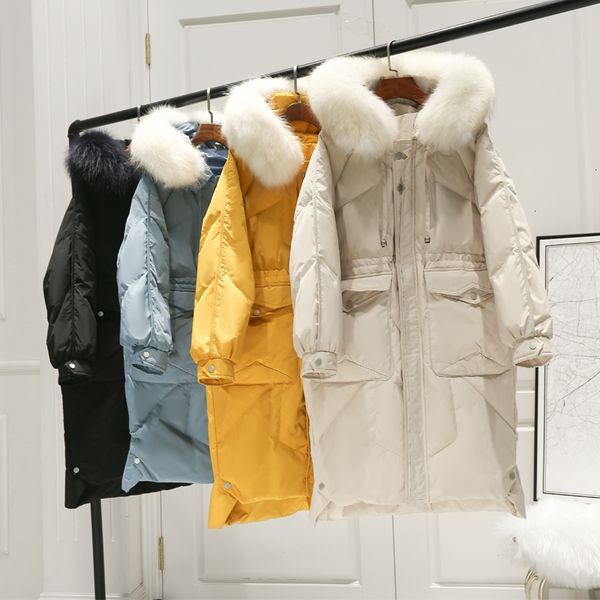 

natural raccoon skin 2019 new winter coat women in warm coats white duck head paka