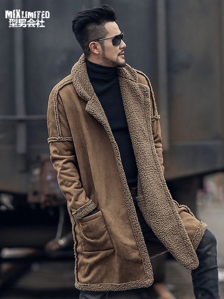

2021 the new dual face wear hairy wool long warm woolen for men european style teddy winter new jacket f7099-1 d7u3, Black;brown
