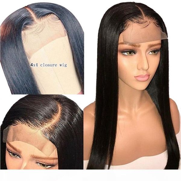 

brazilian straight full lace human hair wigs pre plucked with baby hair 200 density lace wig glueless full lace wig, Black