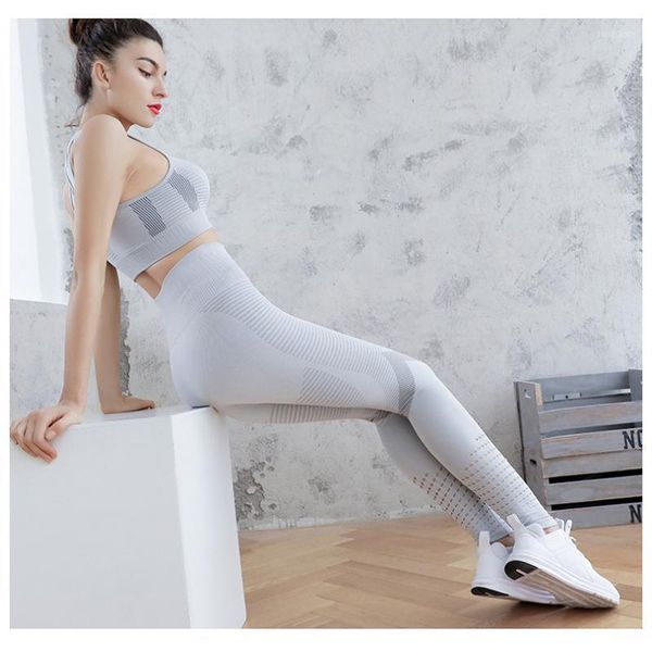 

yoga outfits women sports bra tracksuit set fitness leggings gym wearing running clothes workout sportswear1, White;red