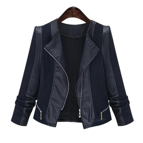 

black pu leather jacket women plus size short motorcycle jackets autumn zipper punk hip hop coat streetwear basic outerwear, Black;brown
